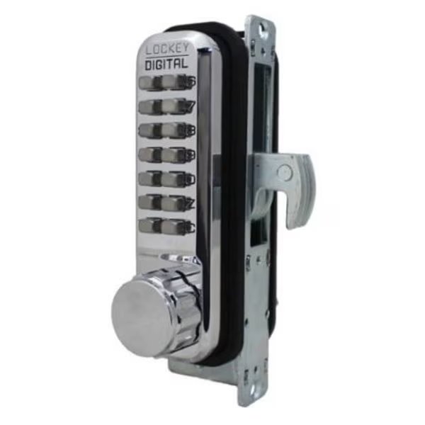Mechanical Keyless Narrow Stile Hook Bolt Lock Double Combination Bright Chrome, Lockey, Mfr#: 2950DC-BC